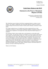 Statement by the Delegation of the United States on the situation in southern Serbia