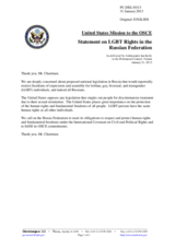 Statement by the Delegation of the United States on the human rights of lesbian, gay, bisexual and transgender persons in the Russian Federation