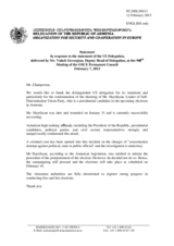 Statement by the Delegation of Armenia in response to the statement by the Delegation of the United States on the shooting of presidential candidate Mr. P. Hayrikyan in Armenia