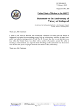 Statement by the Delegation of the United States on the on the Seventieth anniversary of the victory in the Battle of Stalingrad