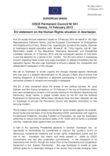 Statement by the Irish Presidency of the Council of the EU on the human rights situation in Azerbaijan