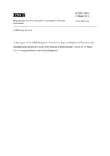 Statement by the Delegation of the former Yugoslav Republic of Macedonia in response to the statement by the Delegation of the United States on the local elections in the former Yugoslav Republic of Macedonia, to be held on 24 March 2013