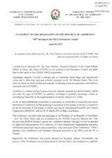 Statement by the Delegation of Azerbaijan in response to the address by the Executive Director of the United Nations Office on Drugs and Crime and Director-General of the United Nations Office in Vienna, H.E. Yury Fedotov