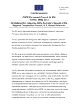 Statement by the Irish Presidency of the Council of the EU in response to the address by the Secretary General of the Regional Cooperation Council (RCC), Mr. Goran Svilanovic