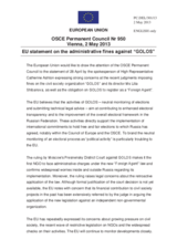 Statement by the Irish Presidency of the Council of the EU on the administrative fines imposed on the non-governmental organization Golos in the Russian Federation