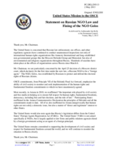 Statement by the Delegation of the United States on the administrative fines imposed on the non-governmental organization Golos in the Russian Federation