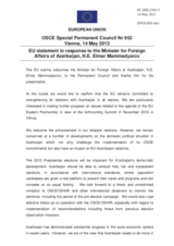 Statement by the Irish Presidency of the Council of the EU in response to the address by the Minister for Foreign Affairs of Azerbaijan, H.E. Elmar Mammadyarov