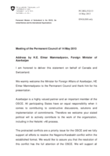 Statement by the Delegation of Switzerland, also on behalf of Canada, in response to the address by the Minister for Foreign Affairs of Azerbaijan, H.E. Elmar Mammadyarov