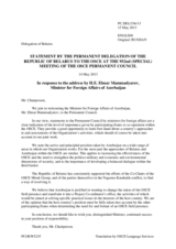 Statement by the Delegation of Belarus in response to the address by the Minister for Foreign Affairs of Azerbaijan, H.E. Elmar Mammadyarov