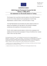 Statement by the Irish Presidency of the Council of the EU offering condolences to Turkey in connection with the bombing that took place in Reyhanli, Turkey, on 11 May 2013