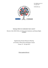 Opening Address by Ambassador Janez Lenarčič at the Supplementary Human Dimension Meeting on Freedom of Movement and Human Contacts 