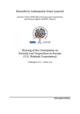 Remarks by Ambassador Janez Lenarčič at a Hearing at the Commission on  Security and Cooperation in Europe  (U.S. Helsinki Commission)