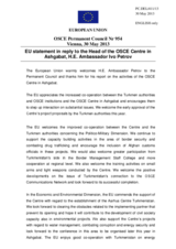 Statement by the Irish Presidency of the Council of the EU in reply to the Head of the OSCE Centre in Ashgabat, H.E. Ambassador Ivo Petrov