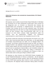Antwort der Schweiz an den armenischen Aussenminister, S.E. Edward Nalbandian