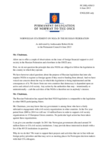 Statement by the Delegation of Norway on the administrative fines imposed on the non-governmental organization Kostroma Civic Initiatives Support Centre in the Russian Federation