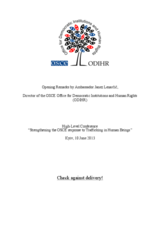 Opening Remarks by Ambassador Janez Lenarčič at the High-Level Conference on Strengthening the OSCE response to Trafficking in Human Beings