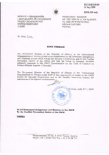 Response by the Delegation of Albania to the Questionnaire on the Code of Conduct on Politico-Military Aspects of Security