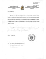Response by the Delegation of Canada to the Questionnaire on the Code of Conduct on Politico-Military Aspects of Security