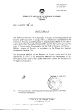 Response by the Delegation of Cyprus to the Questionnaire on the Code of Conduct on Politico-Military Aspects of Security