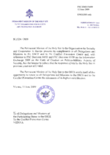 Response by the Delegation of the Holy See to the Questionnaire on the Code of Conduct on Politico-Military Aspects of Security