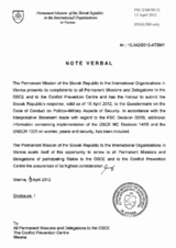 Response by the Delegation of Slovakia to the Questionnaire on the Code of Conduct on Politico-Military Aspects of Security