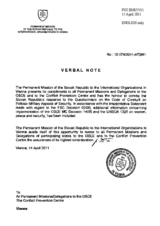 Response by the Delegation of Slovakia to the Questionnaire on the Code of Conduct on Politico-Military Aspects of Security