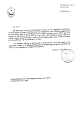 Response by the Delegation of Turkey to the Questionnaire on the Code of Conduct on Politico-Military Aspects of Security