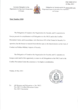 Response by the Delegation of Canada to the Questionnaire on the Code of Conduct on Politico-Military Aspects of Security