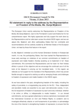 Statement by the Irish Presidency of the Council of the EU in response to the report by the OSCE Representative on Freedom of the Media, Ms. Dunja Mijatović 13 June 2013