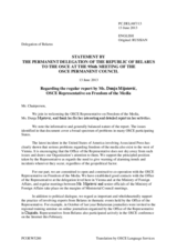 Statement by the Delegation of Belarus in response to the report by the OSCE Representative on Freedom of the Media, Ms. Dunja Mijatović 13 June 2013