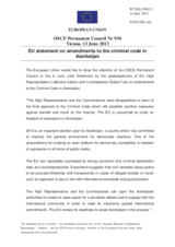 Statement by the Irish Presidency of the Council of the EU on the freedom of expression in Azerbaijan