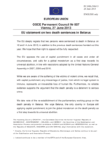 Statement by the Irish Presidency of the Council of the EU on the death penalty in Belarus. 