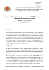 Statement by the Delegation of Georgia in response to the report by the OSCE High Commissioner on National Minorities, Ambassador Knut Vollebaek