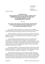 Statement by the Delegation of France in response to a statement by the Russian Federation made at the 959th meeting of the Permanent Council on xenophobia, anti-Semitism and neo-Nazism in the OSCE area
