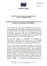 Statement by the Lithuanian Presidency of the Council of the EU in response to the opening statement of the Luxembourg FSC Chairmanship by H.E. Mr. Jean Asselborn, Deputy Prime Minister and Minister of Foreign Affairs of the Grand-duchy of Luxembourg