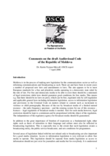 Comments on the draft Audiovisual Code of the Republic of Moldova