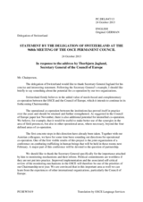 Statement by the Delegation of Switzerland in response to the address by the Secretary General of the Council of Europe, H.E. Thorbjørn Jagland