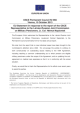 Statement by the Lithuanian Presidency of the Council of the EU in response to the report by the OSCE Representative to the Latvian-Russian Joint Commission on Military Pensioners, Lieutenant Colonel Napiontek