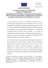 Déclaration de l’UE relative à la session des discussions dans le format 5+2 (Bruxelles, 3 Octobre 2013), en réponse au rapport d’activités par la Présidence en exercice