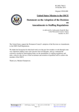 Statement by the Delegation of the United States on the Permanent Council Decision No. 1093 on amending OSCE Staff Regulations