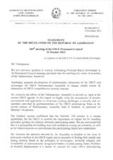 Statement by the Delegation of Azerbaijan in response to the address by the President of the OSCE Parliamentary Assembly, Mr. Ranko Krivokapic