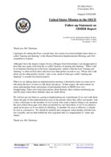 Follow-up statement by the Delegation of the United States in response to the report by Ambassador Janez Lenarčič, Director of the Office for Democratic Institutions and Human Rights (ODIHR) on the Human Dimension Implementation Meeting