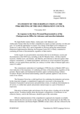 Statement by the Lithuanian Presidency of the Council of the EU in response to the reports by the three Personal Representatives of the Chairperson-in-Office for tolerance and non-discrimination