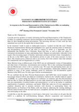 Statement by the Delegation of Turkey in response to the reports by the three Personal Representatives of the Chairperson-in-Office for tolerance and non-discrimination