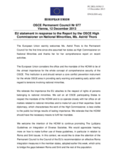 Statement by the Lithuanian Presidency of the Council of the EU in response to the report by the OSCE High Commissioner on National Minorities, Ms. Astrid Thors