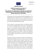 Statement by the Lithuanian Presidency of the Council of the EU in response to the report by the Special Representative of the Chairperson-in-Office on Gender Issues, Ms. June Zeitlin