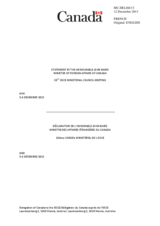 Statement by H.E. Mr. John Baird, Minister of Foregin Affairs