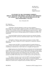 Statement by H.E. Mr. Nizomiddin Zohidov, Deputy Minister for Foreign Affairs