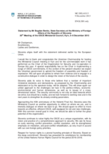 Statement by H.E. Mr. Bogdan Benko, State Secretary of the Ministry for Foreign Affairs