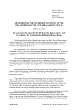 Statement by the Lithuanian Presidency of the Council of the EU in response to the report by the OSCE Special Representative and Co-ordinator for Combating Trafficking in Human Beings, Dr. Maria Grazia Giammarinaro